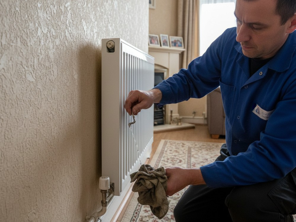 Purge d'un radiateur par un chauffagiste à Châteauroux